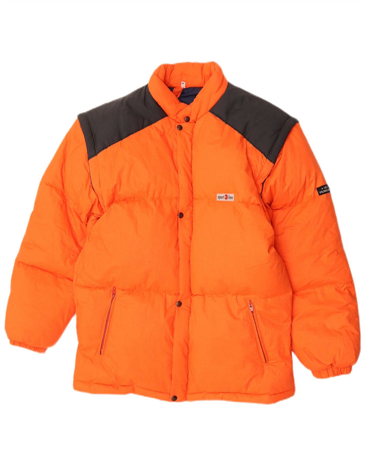 Giacca da sci vintage da uomo con cappuccio IT 48 poliestere arancione medio