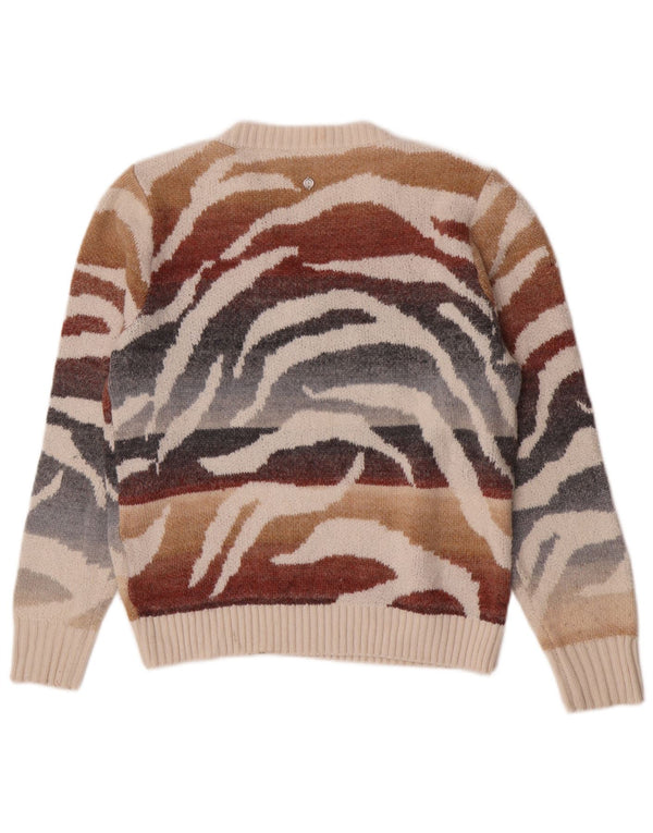 Desigual Donna Maglione con scollo a V UK 6 XS Stampa animalier multicolore