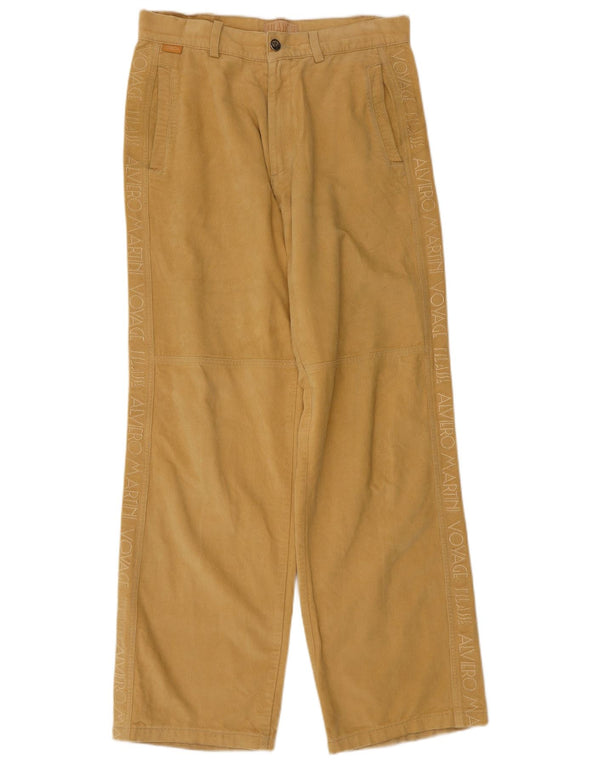 ALVIERO MARTINI Pantaloni da uomo dritti in velluto a coste con grafica W30 L31 Beige