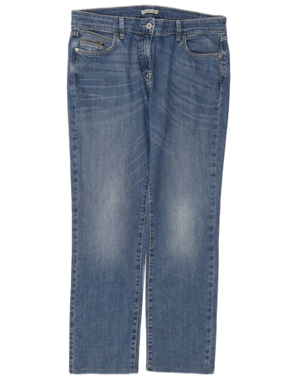 Jeans dritti a vita alta da donna Marks & Spencer UK 16 Large W34 L29 Blu