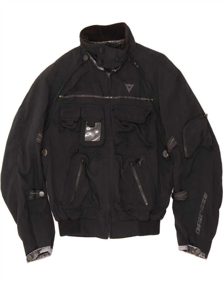 DAINESE Womens Graphic Racer Jacket UK 14 Medium Black Nylon Vintage Dainese and Second-Hand Dainese from Messina Hembry 