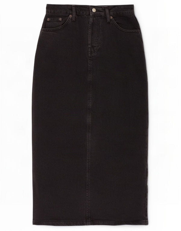 Gonna di jeans a vita alta da donna Topshop UK 8 piccola W26 cotone nero