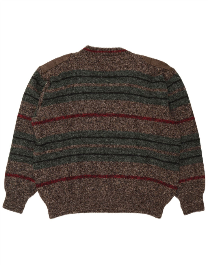 Maglione maglione girocollo da uomo Ranger XL poliammide a righe marroni