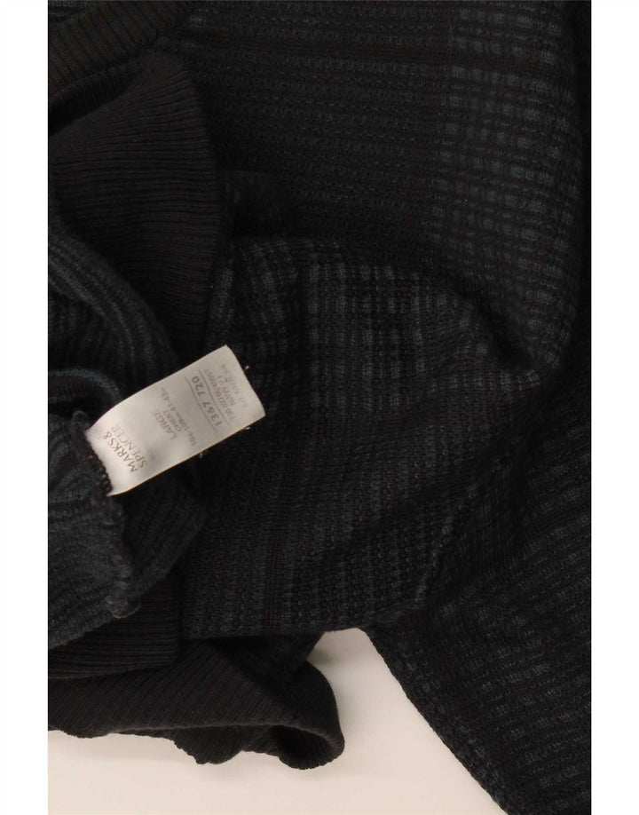 Maglione da uomo con scollo a V Marks & Spencer grande acrilico a quadri blu navy