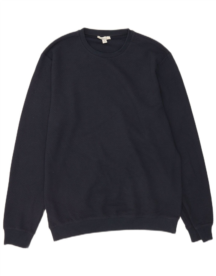 Maglione maglione girocollo da uomo Reiss in cotone blu navy medio