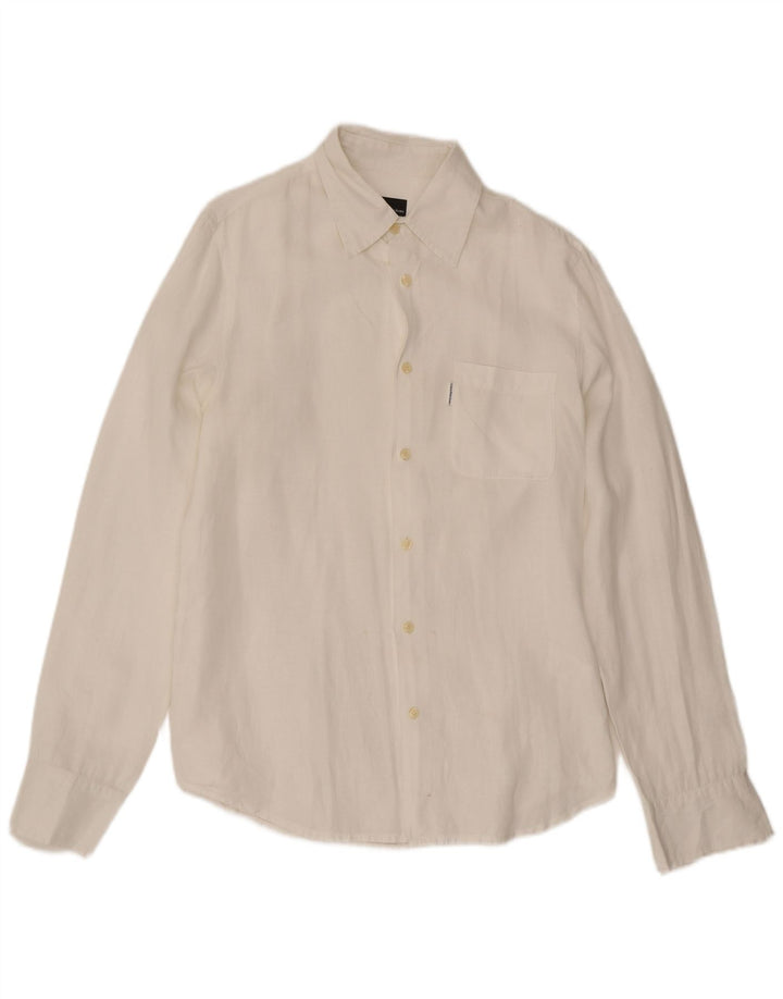 Camicia da uomo Calvin Klein Jeans in lino bianco medio