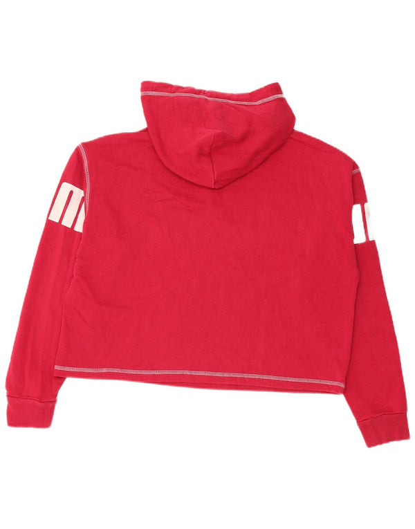 Felpa con cappuccio corta grafica oversize da donna Puma UK 10 piccola rossa