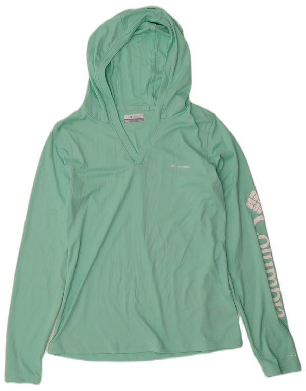 Columbia Maglietta grafica da donna con cappuccio manica lunga UK 10 Small Verde Poliestere