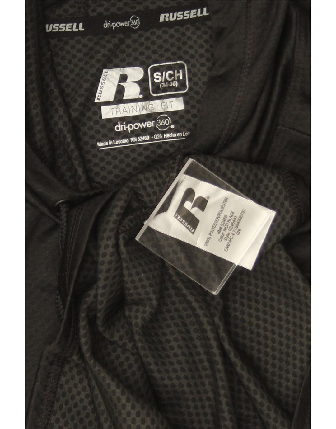Maglia da uomo a maniche lunghe Russell Athletic UK 34/36 piccola in poliestere nero