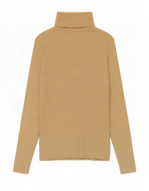 Top Zara da donna a collo alto a maniche lunghe UK 12 Viscosa beige medio