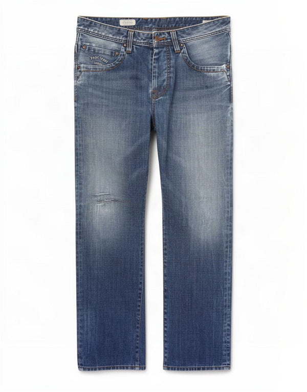 PEPE Jeans Uomo Comfort Fit Dritto W34 L32 Blu Cotone
