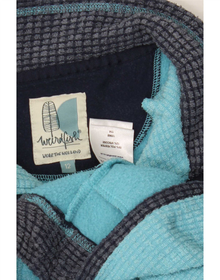 Maglione in pile da donna con collo e zip Weird Fish UK 12 Poliestere blu medio