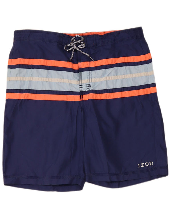 Pantaloncini da bagno da uomo IZOD piccoli in poliestere a righe blu navy