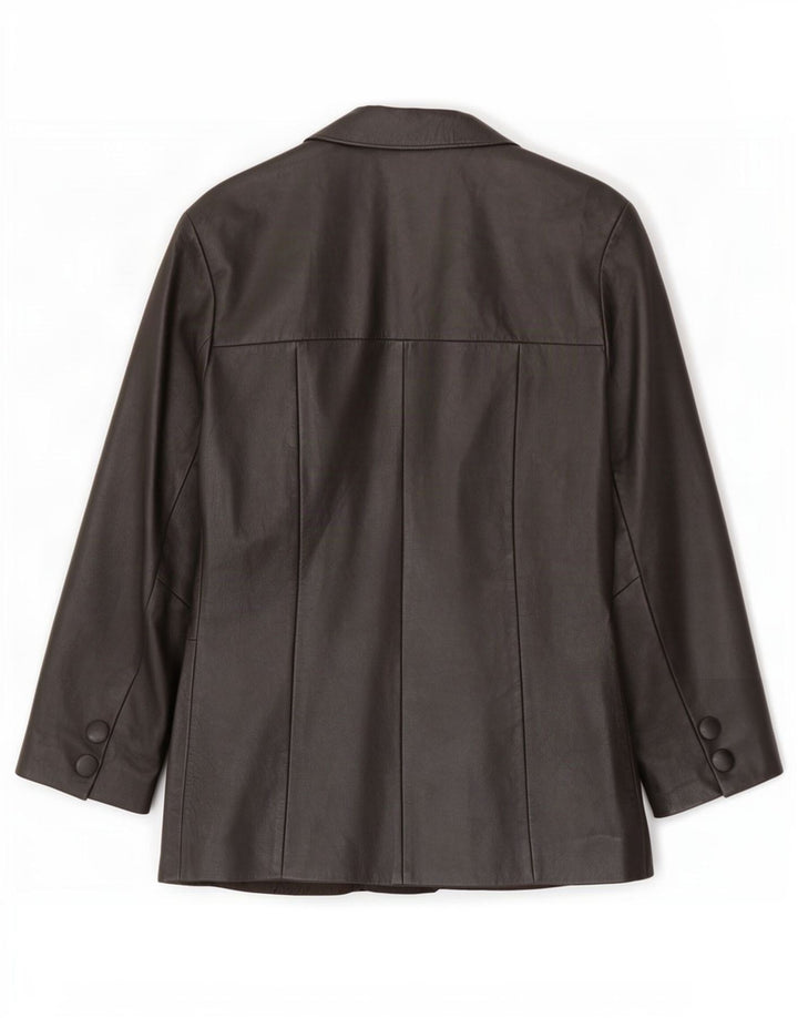 Giacca blazer in pelle da donna a 2 bottoni Joy EU 42 grande nera