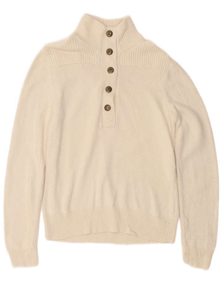 Maglione da donna Ralph Lauren con collo a bottoni UK 14 Cotone bianco medio