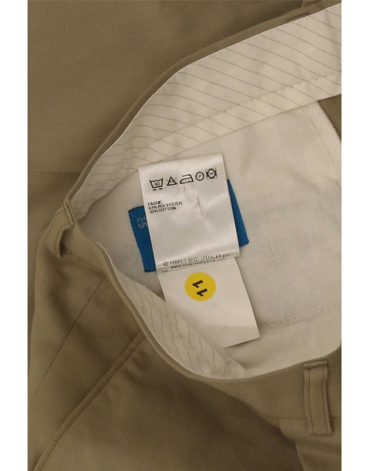 Pantaloni casual con pegging da uomo Marks & Spencer W34 L31 poliestere kaki