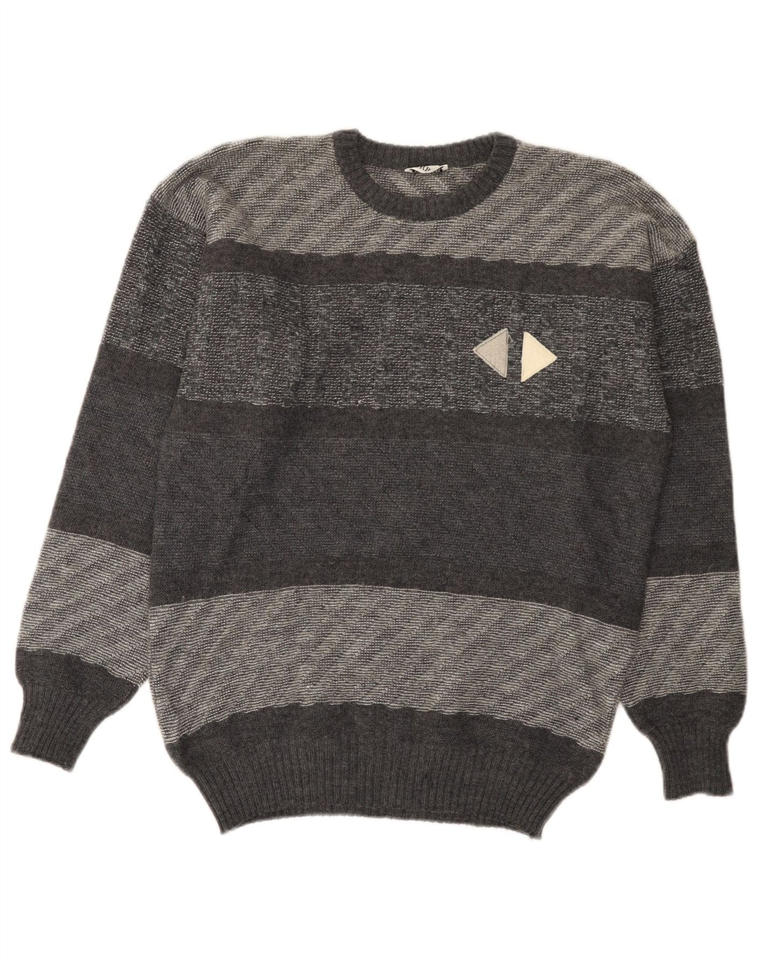 Maglione Ferrari da uomo girocollo IT 52 in lana di alpaca a righe grigie grandi