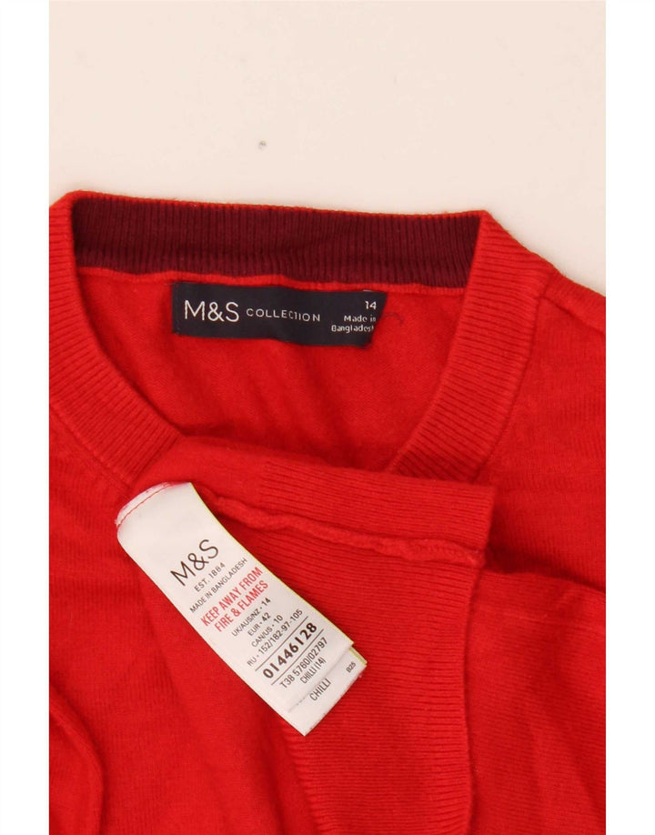Maglione cardigan corto da donna Marks & Spencer UK 14 Viscosa rossa media