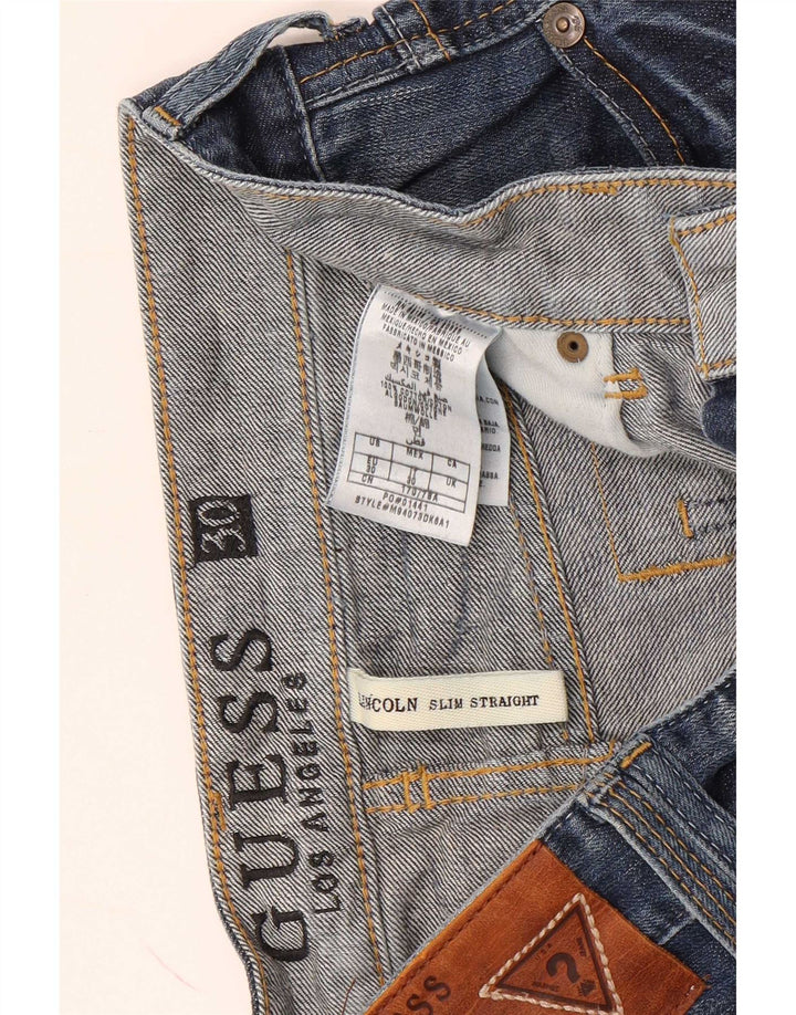 Guess Pantaloncini di jeans slim Lincoln da donna W30 in cotone blu medio