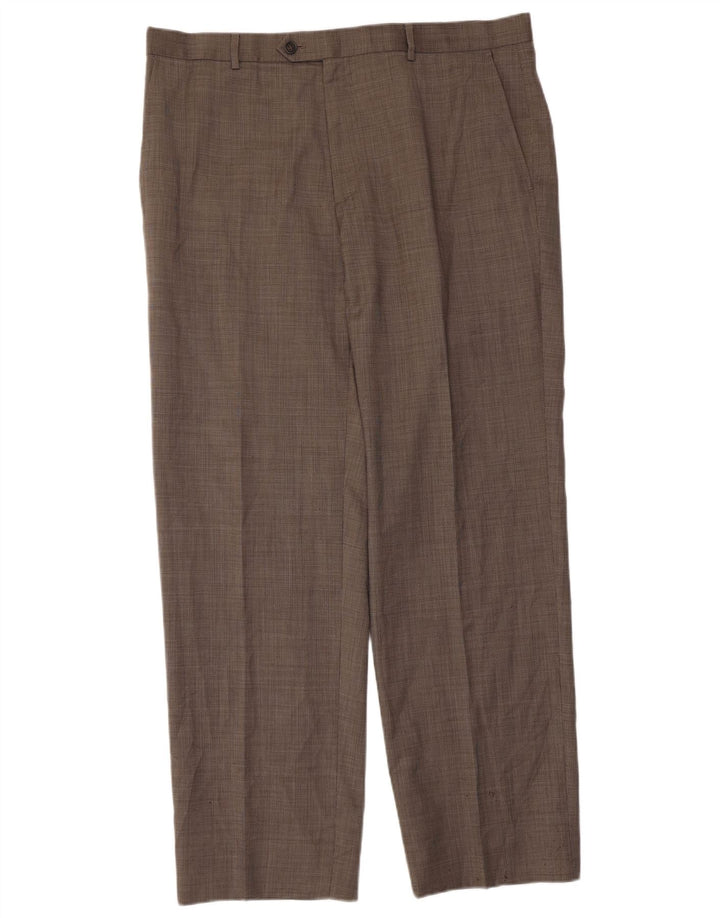 Pantaloni da abito dritti da uomo Marks & Spencer W38 L31 lana vergine grigia