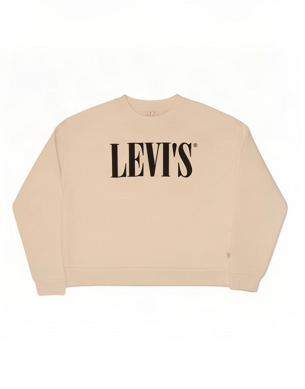 Levi's Donna Felpa oversize con grafica Maglione UK 10 Piccolo Cotone bianco