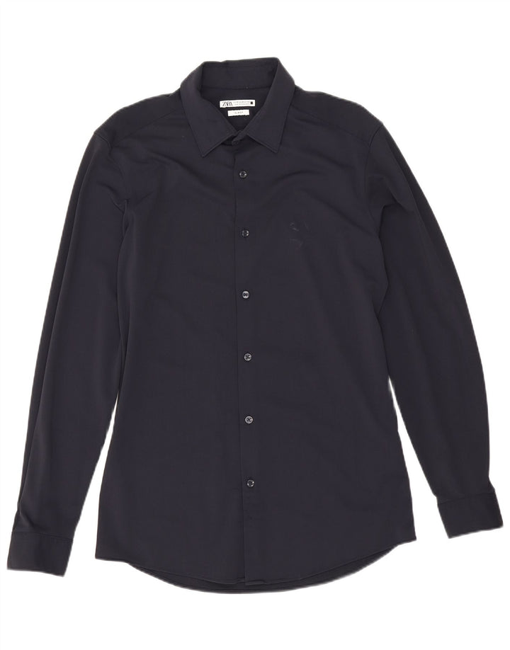 Camicia Zara da uomo slim fit media blu navy in poliammide