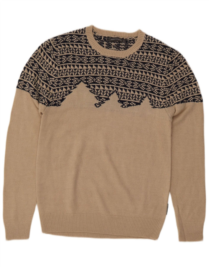 FRENCH CONNECTION Maglione da uomo con scollo a barchetta Beige medio geometrico