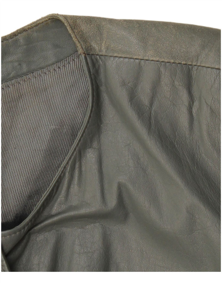 Giubbotto bomber in pelle da donna VINTAGE UK 12 Pelle grigio medio