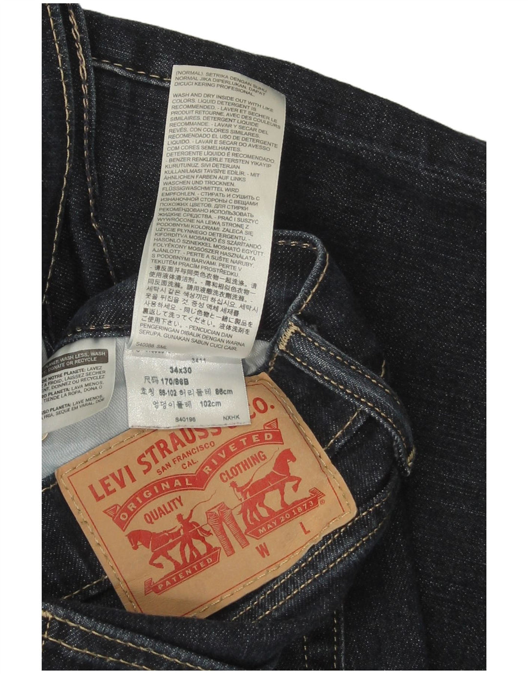 Jeans slim da uomo Levi's W34 L30 in cotone blu navy