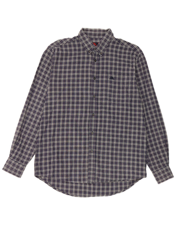 Camicia Kappa da uomo in cotone a quadri blu navy medio