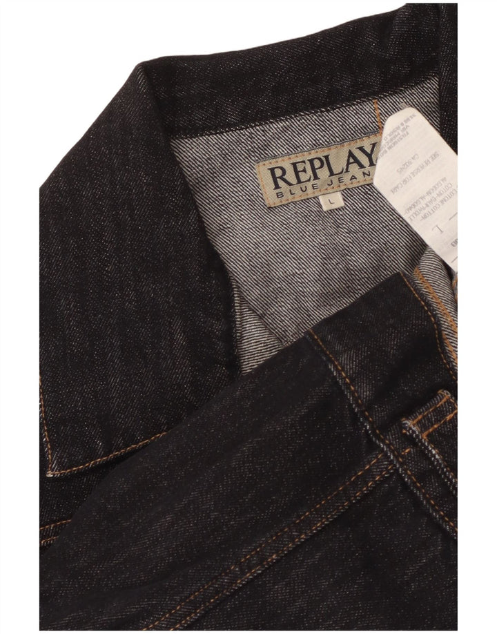 Giacca in denim corta da donna Replay UK 14 grande cotone nero