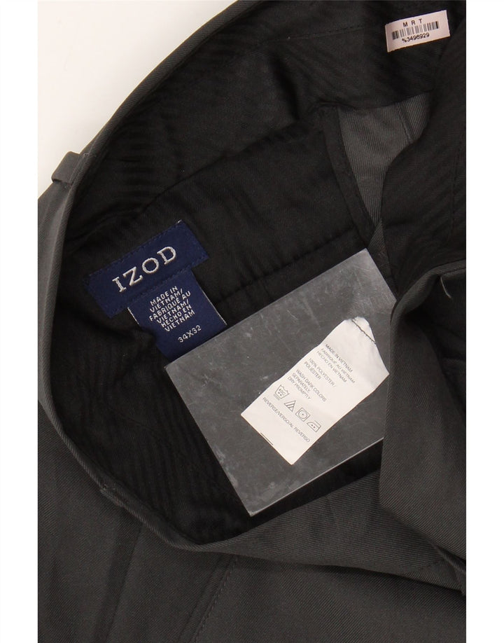 Pantaloni da abito dritti da uomo IZOD W34 L32 poliestere grigio