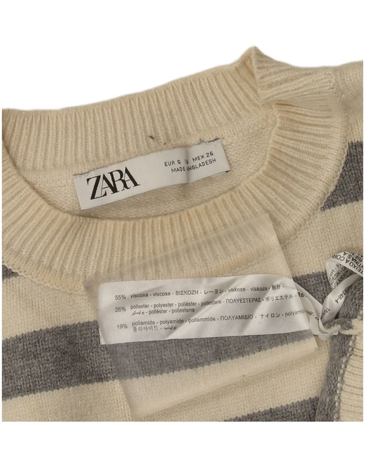 Maglione girocollo oversize da donna Zara UK 10 piccolo a righe bianche