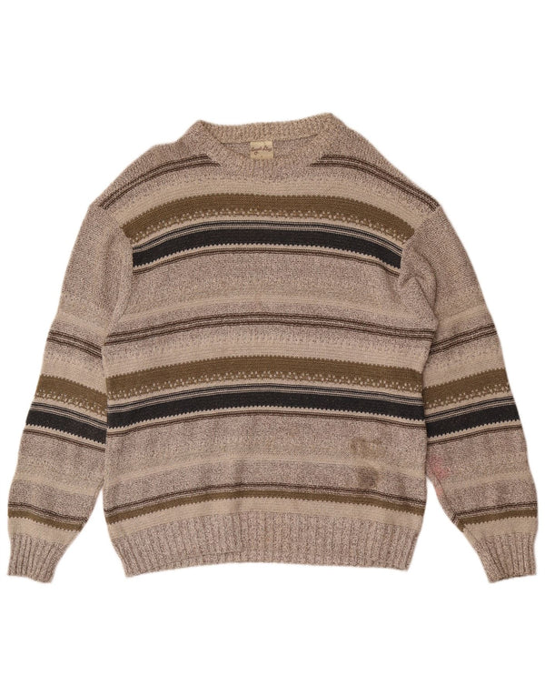 Angelo Litrico Maglione da uomo con scollo a barca in cotone a righe grigio medio