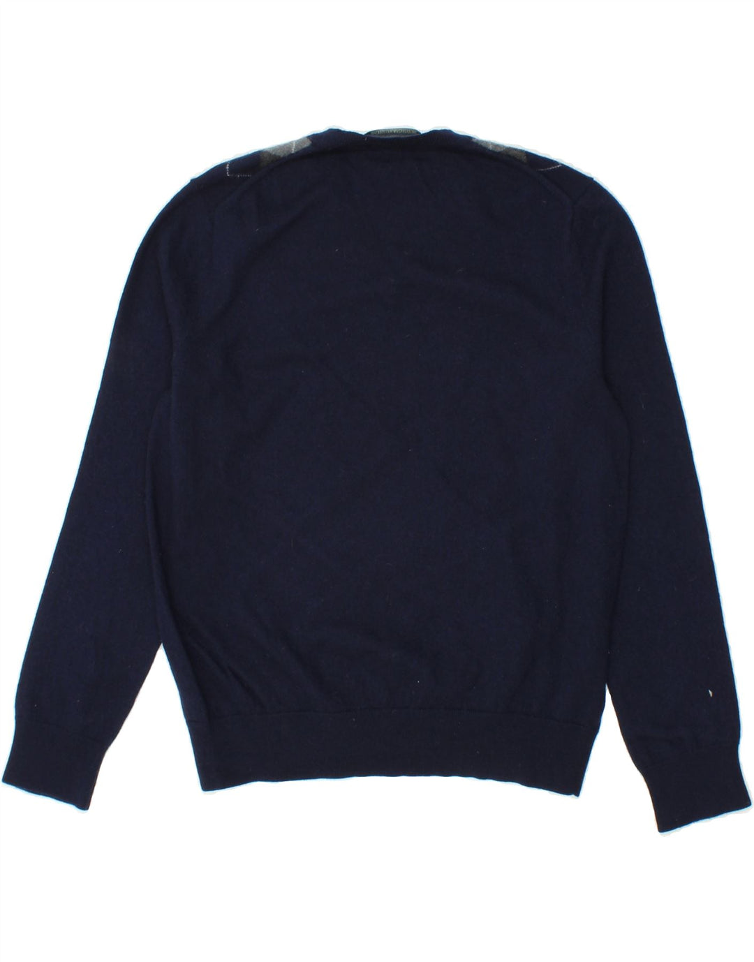 BANANA REPUBLIC Mens V-Neck Jumper Sweater Large Navy Blue Argyle/Diamond Vintage Banana Republic and Second-Hand Banana Republic from Messina Hembry 