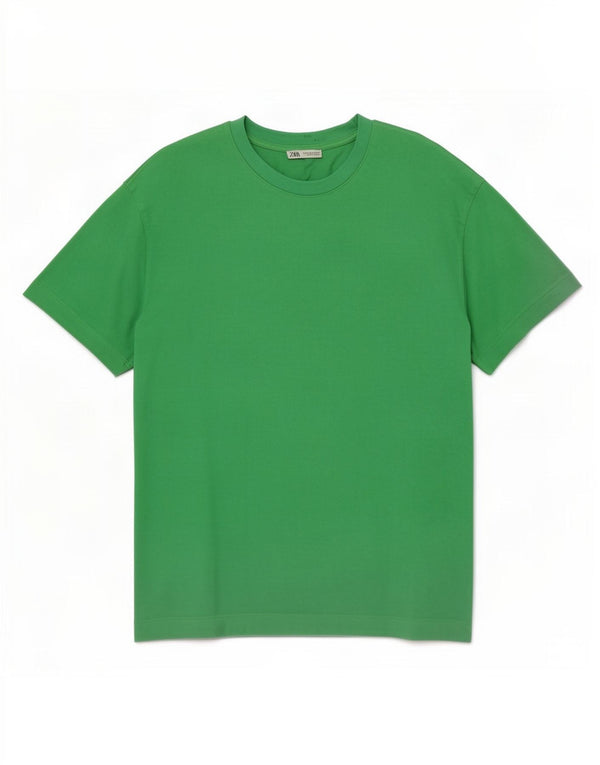 T-shirt Zara da uomo Top in cotone verde medio