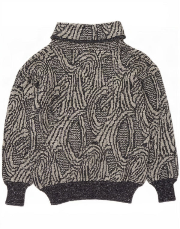 Maglione vintage da donna con collo alto a pipistrello UK 14 Grigio medio