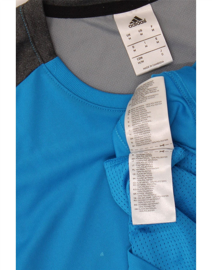 T-shirt da uomo Adidas Top in poliestere color block blu medio