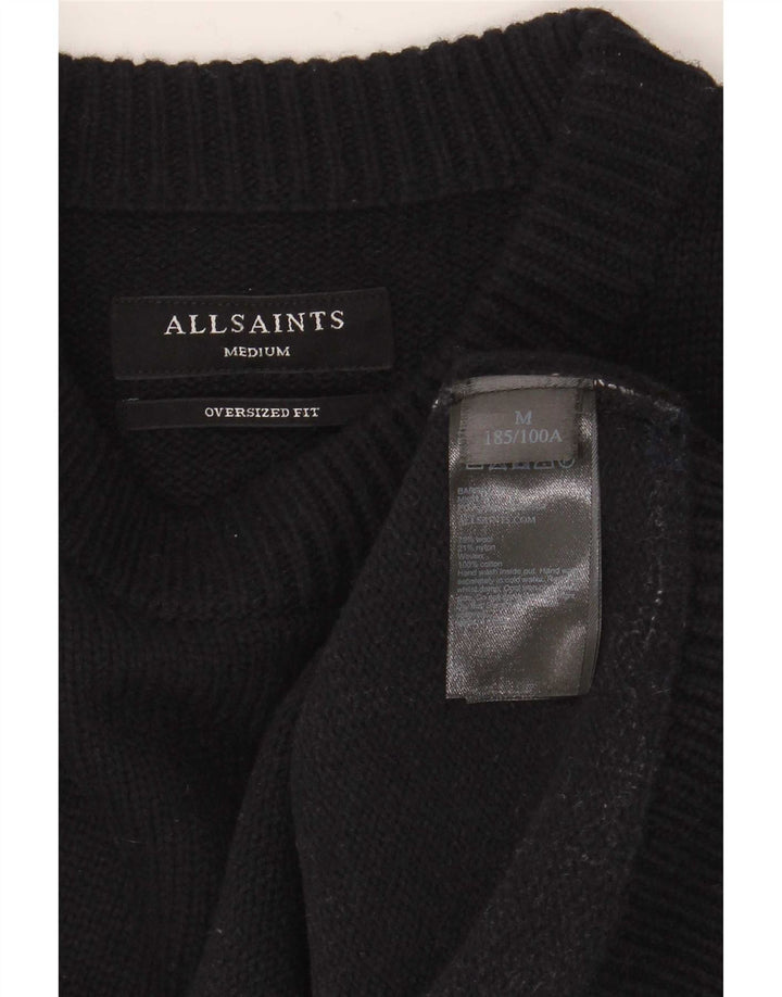 Maglione maglione girocollo oversize da uomo di All Saints a quadri blu navy medio