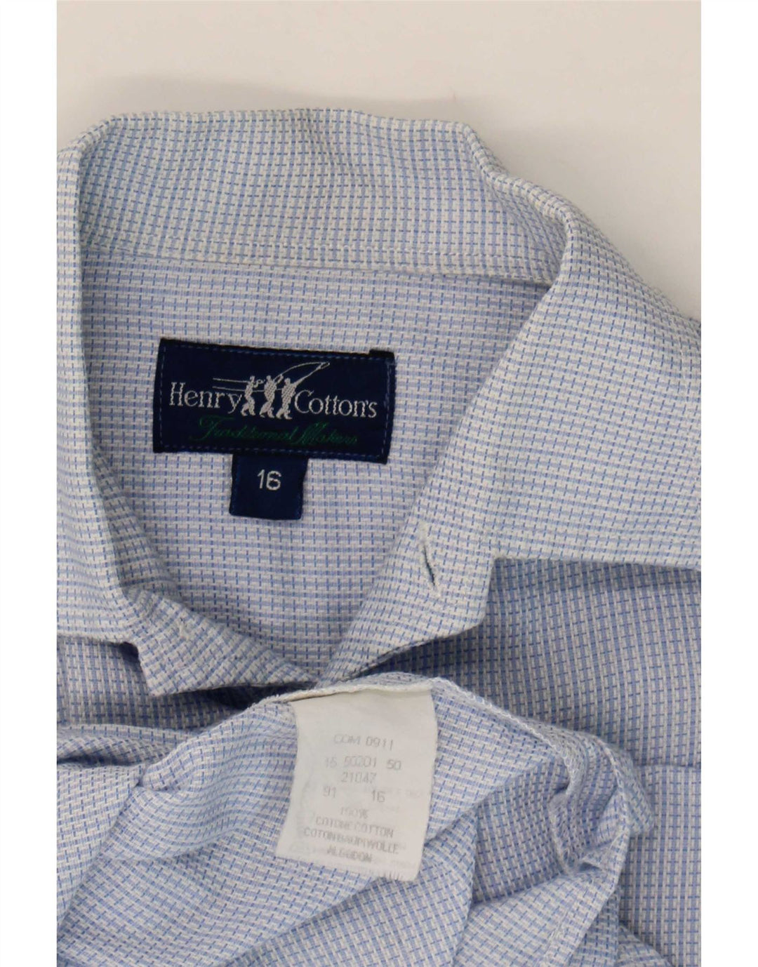 Camicia in flanella da uomo Henry Cottons taglia 16 grande cotone a quadri blu