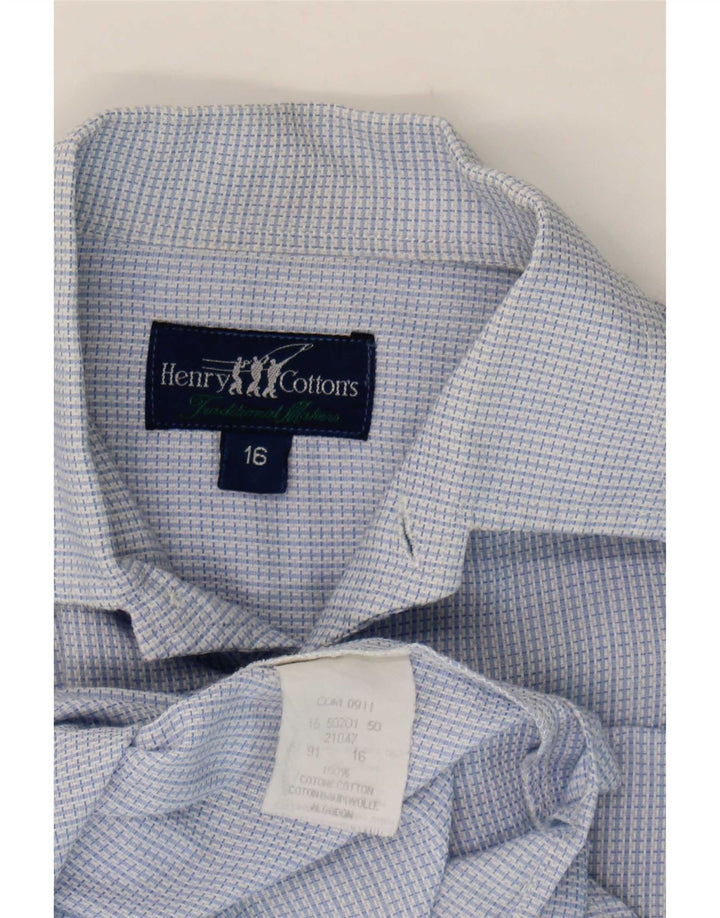 Camicia in flanella da uomo Henry Cottons taglia 16 grande cotone a quadri blu