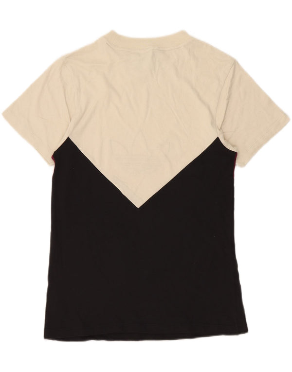 T-shirt grafica da donna Adidas Top UK 8 Small White Colourblock in cotone