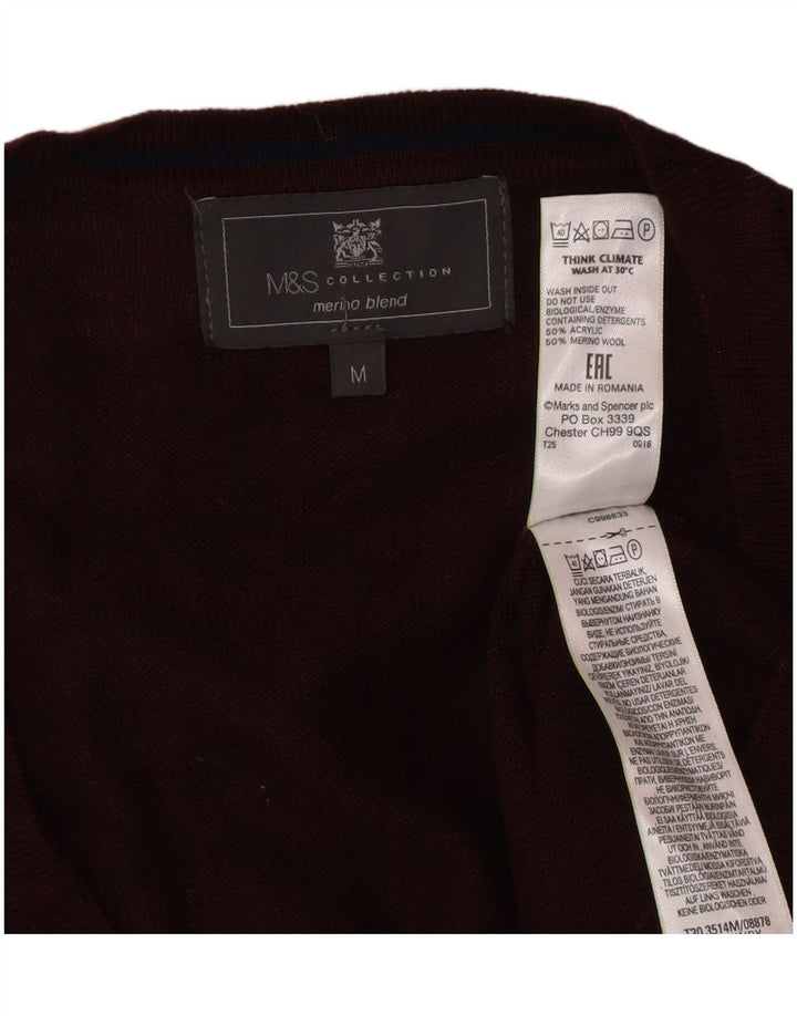 Maglione cardigan da uomo Marks & Spencer medio bordeaux in acrilico