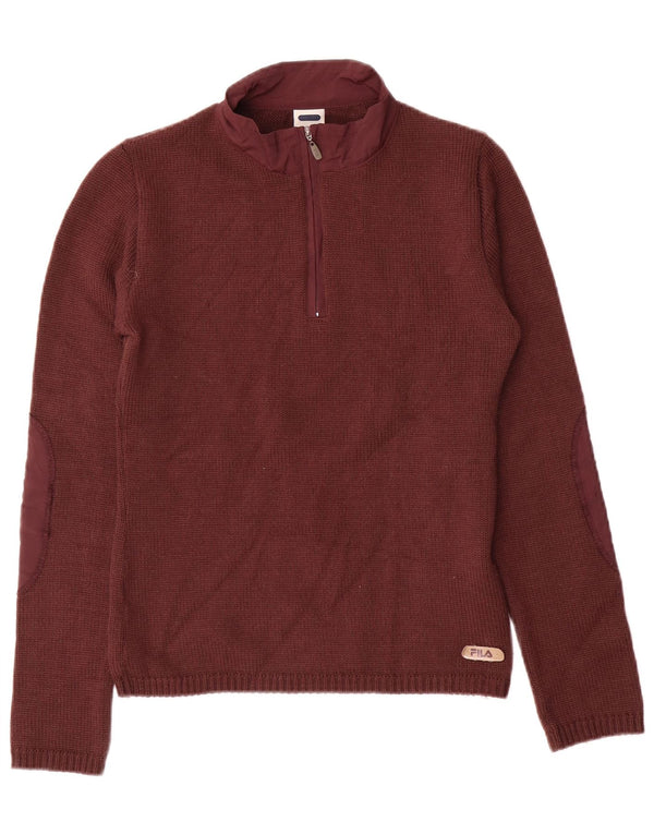 Maglione da donna FILA con collo con zip, UK 12, lana marrone medio medio