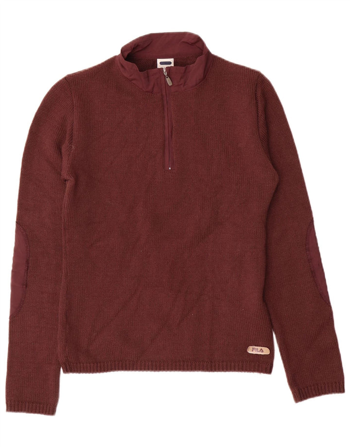 Maglione da donna FILA con collo con zip, UK 12, lana marrone medio medio