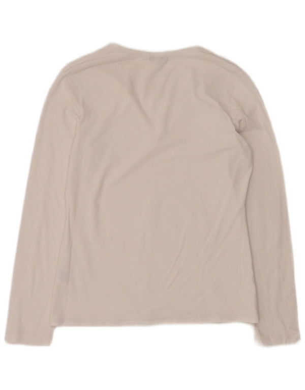 JIGSAW Top da donna a manica lunga UK 12 cotone bianco medio