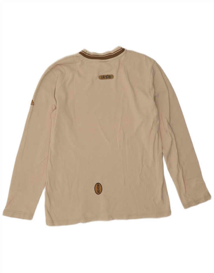 Adidas Maglietta grafica da uomo a maniche lunghe piccola in cotone color block beige