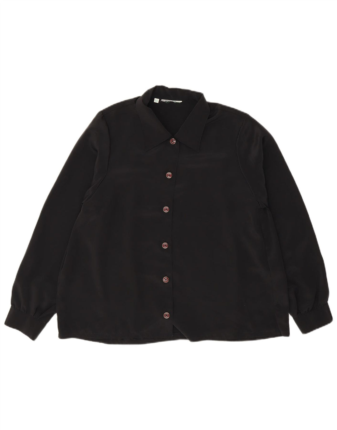 Camicetta camicia vintage da donna UK 14 grande nera