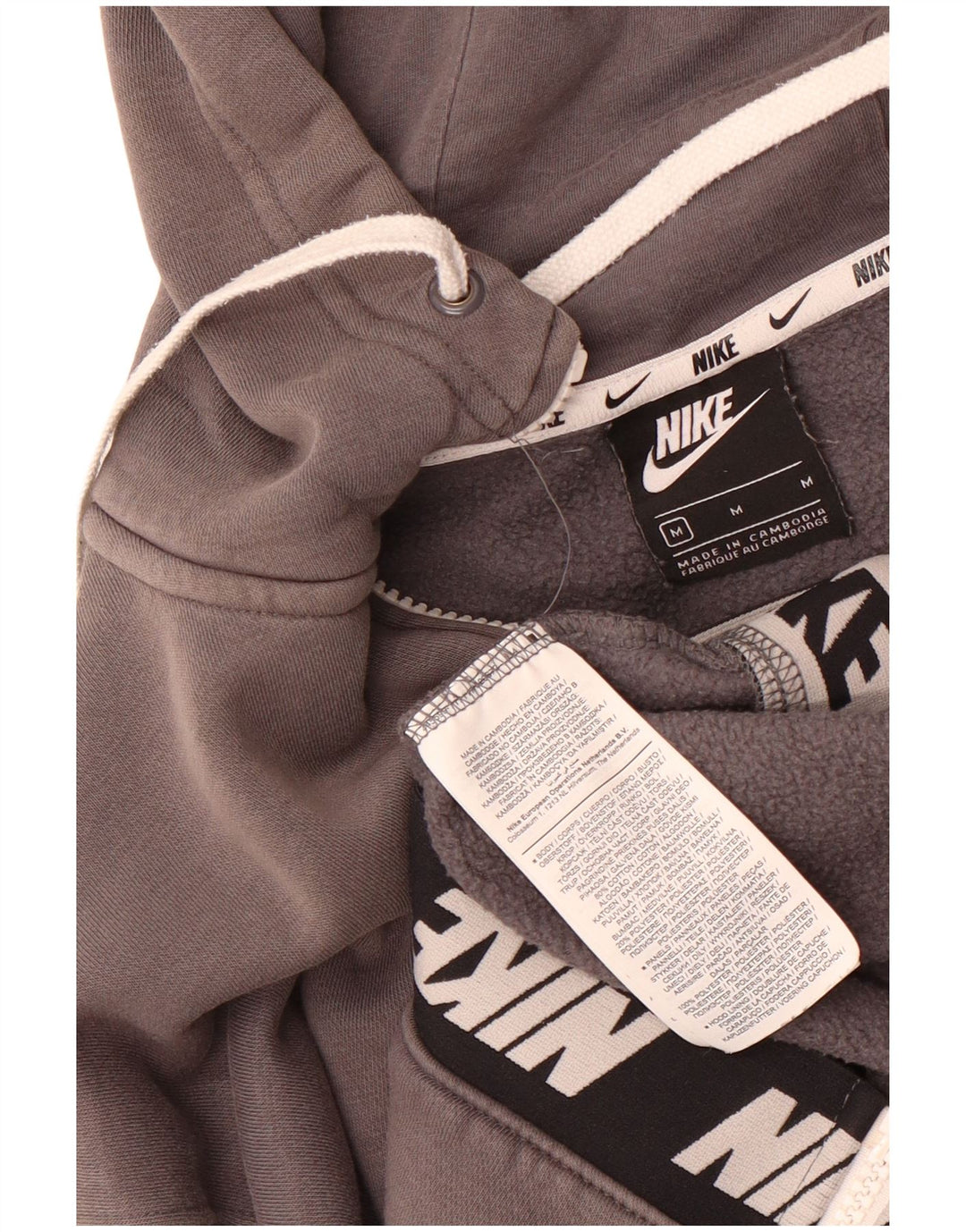 Felpa con cappuccio e zip grafica Nike da uomo in cotone color block grigio medio