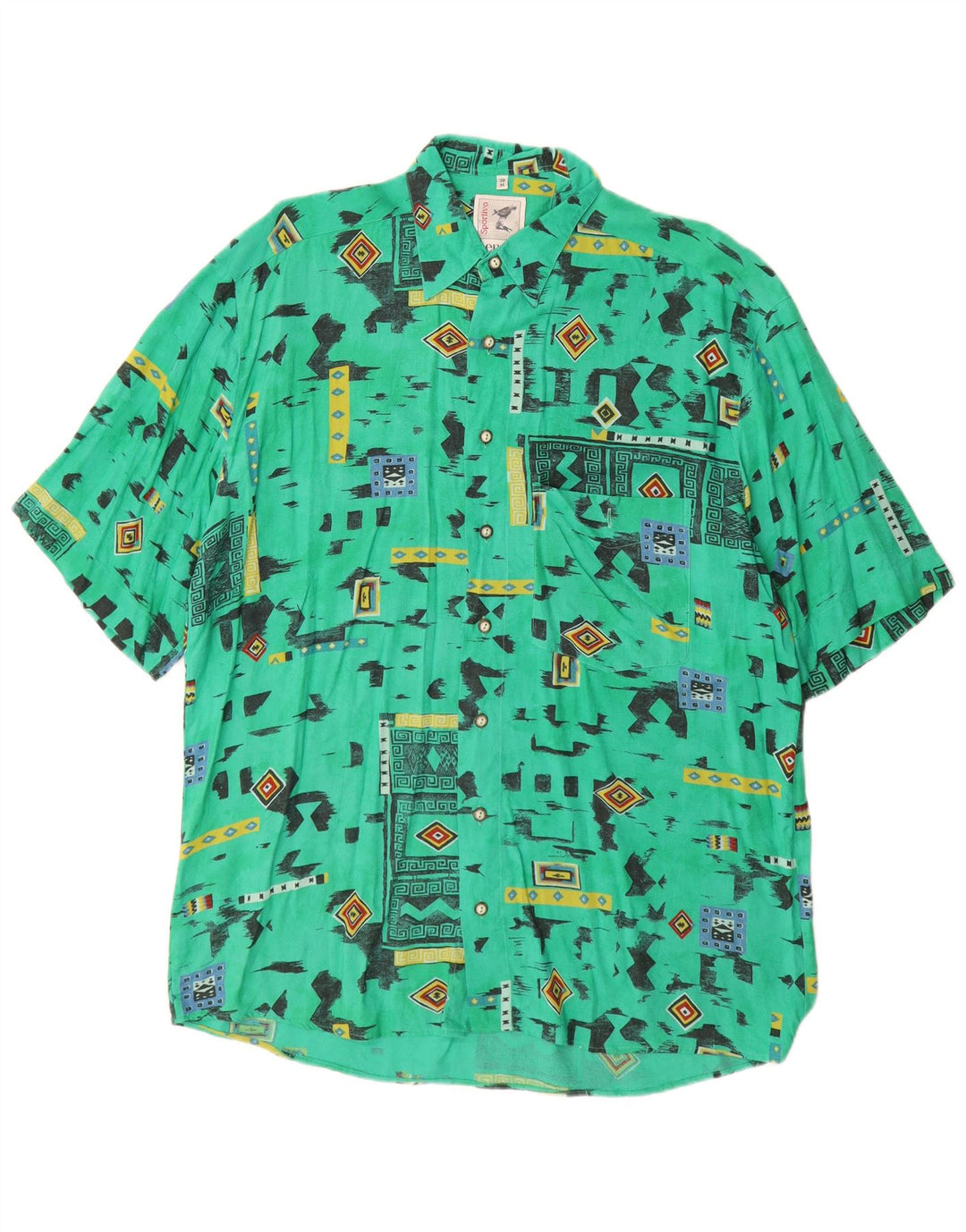 Camicia da uomo a maniche corte Benetti taglia 39 viscosa geometrica verde medio